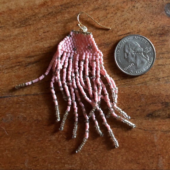 2/$25 🌸 Pink & Metallic Warm Silver Tone Beaded Boho Earrings - Picture 4 of 4